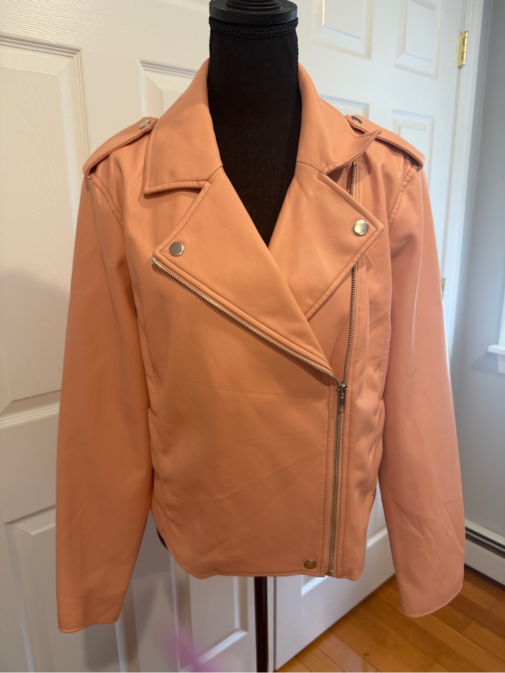 INC Peach Faux Leather Moto Jacket, NWOT , size XL